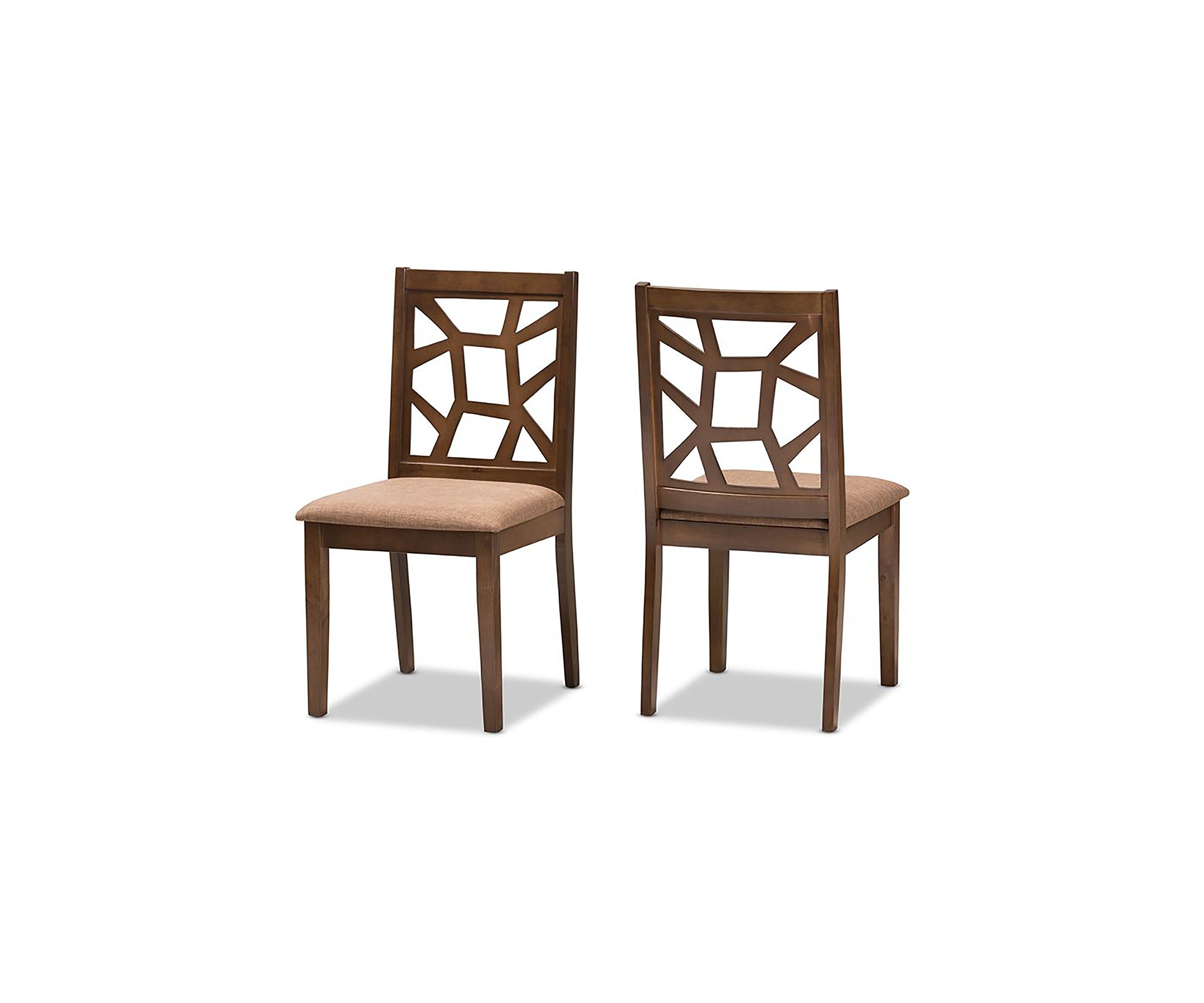 Abilene Mid-Century Light Brown Fabric Upholstered and Walnut Brown Finished Dining Chair