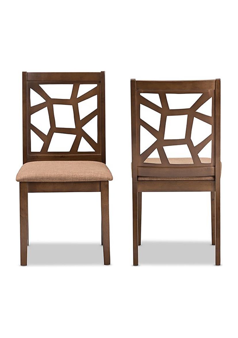Abilene Mid-Century Light Brown Fabric Upholstered and Walnut Brown Finished Dining Chair