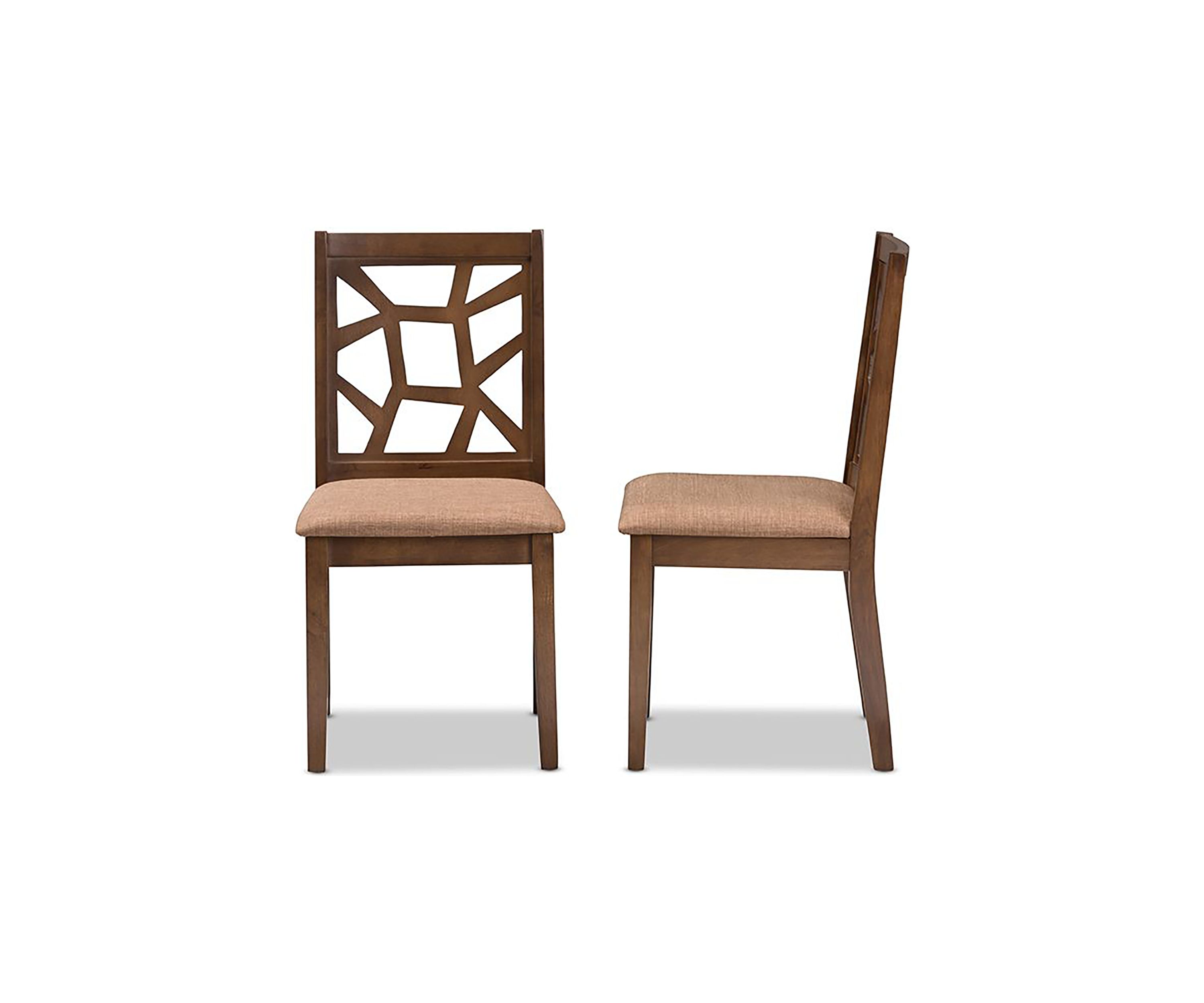 Abilene Mid-Century Light Brown Fabric Upholstered and Walnut Brown Finished Dining Chair