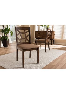 Abilene Mid-Century Light Brown Fabric Upholstered and Walnut Brown Finished Dining Chair