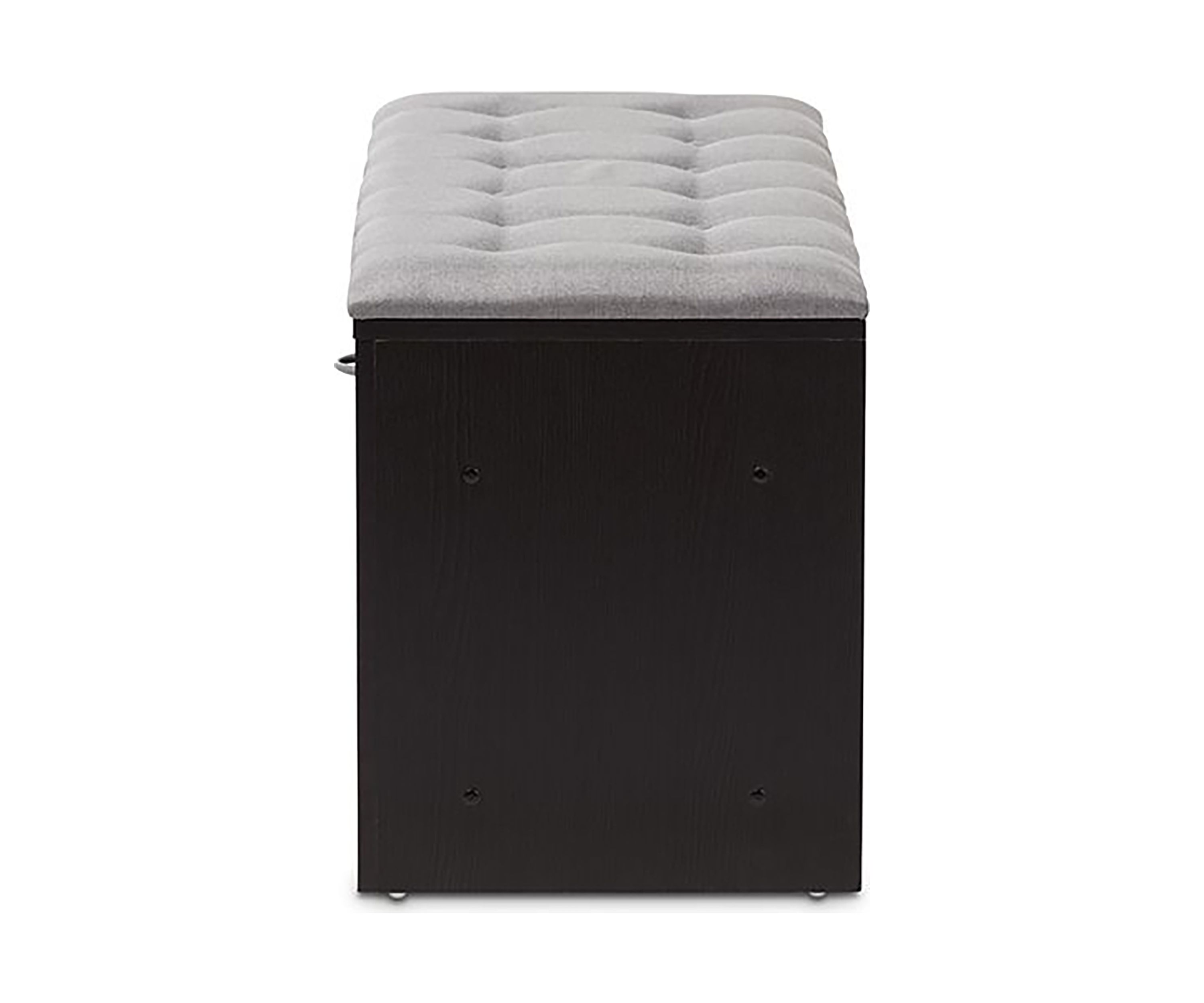 Modern and Contemporary Espresso Finished Grey Fabric Upholstered Cushioned Entryway Bench