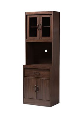 Laurana Modern and Contemporary Dark Walnut Finished Kitchen Cabinet and Hutch