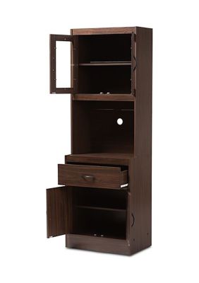 Laurana Modern and Contemporary Dark Walnut Finished Kitchen Cabinet and Hutch