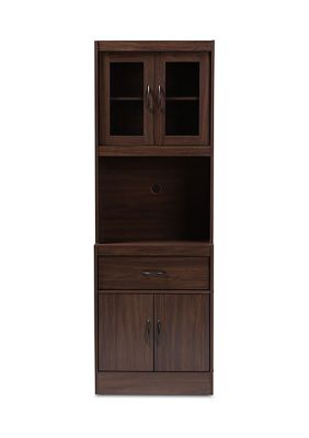 Laurana Modern and Contemporary Dark Walnut Finished Kitchen Cabinet and Hutch