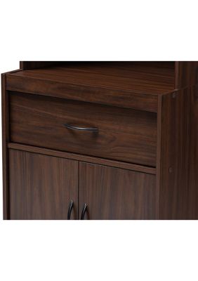 Laurana Modern and Contemporary Dark Walnut Finished Kitchen Cabinet and Hutch