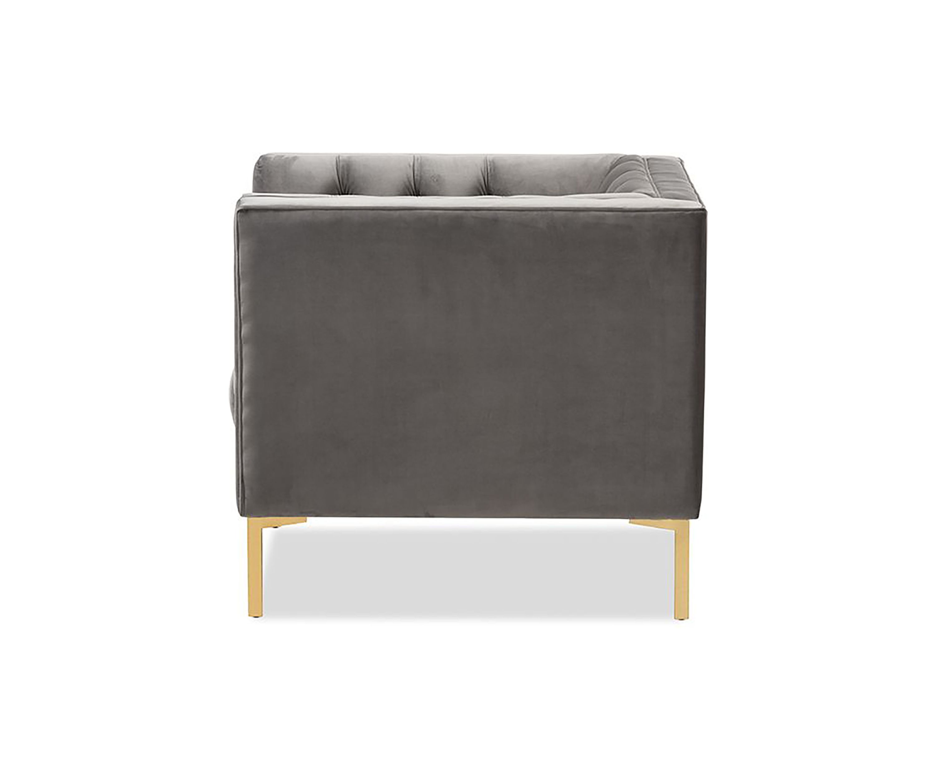 Baxton Studio Zanetta Glam and Luxe Gray Velvet Upholstered Gold Finished Sofa