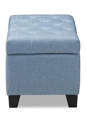 Michaela Modern and Contemporary Light Blue Fabric Upholstered Storage Ottoman