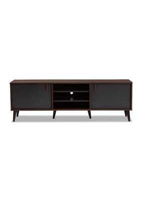 Samuel Mid-Century Modern Brown and Dark Grey Finished TV Stand