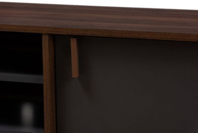 Samuel Mid-Century Modern Brown and Dark Grey Finished TV Stand