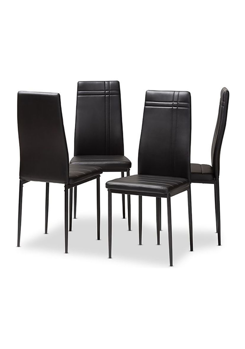 Matiese Modern and Contemporary Black Faux Leather Upholstered Dining Chair