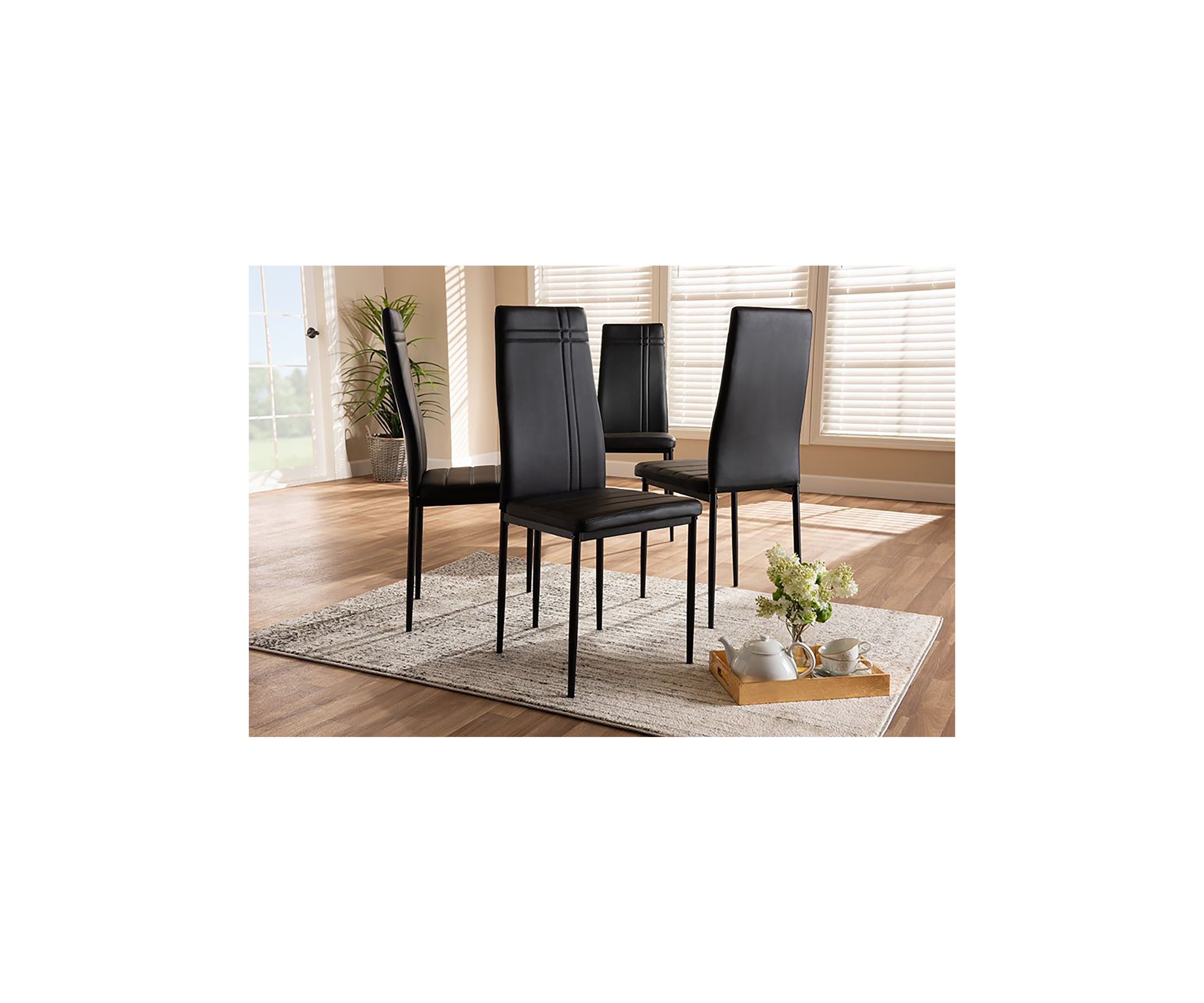 Matiese Modern and Contemporary Black Faux Leather Upholstered Dining Chair