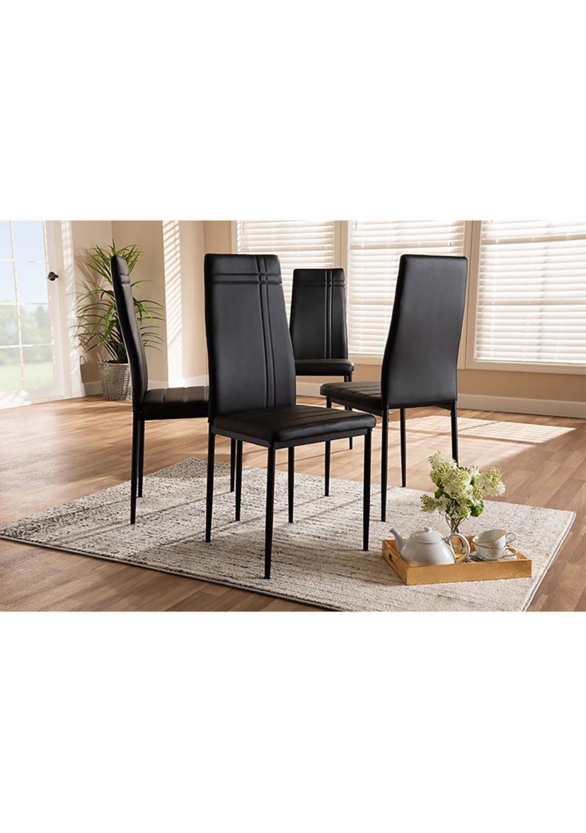 Matiese Modern and Contemporary Black Faux Leather Upholstered Dining Chair
