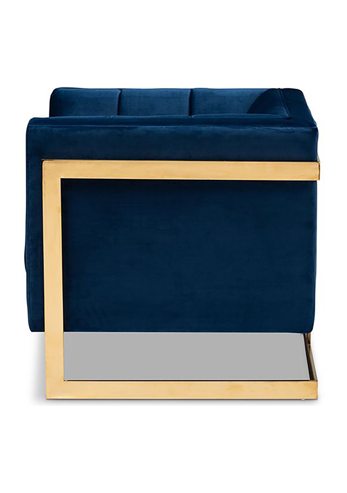 Ambra Glam and Luxe Royal Blue Velvet Fabric Upholstered and Button Tufted Armchair with Gold-Tone Frame