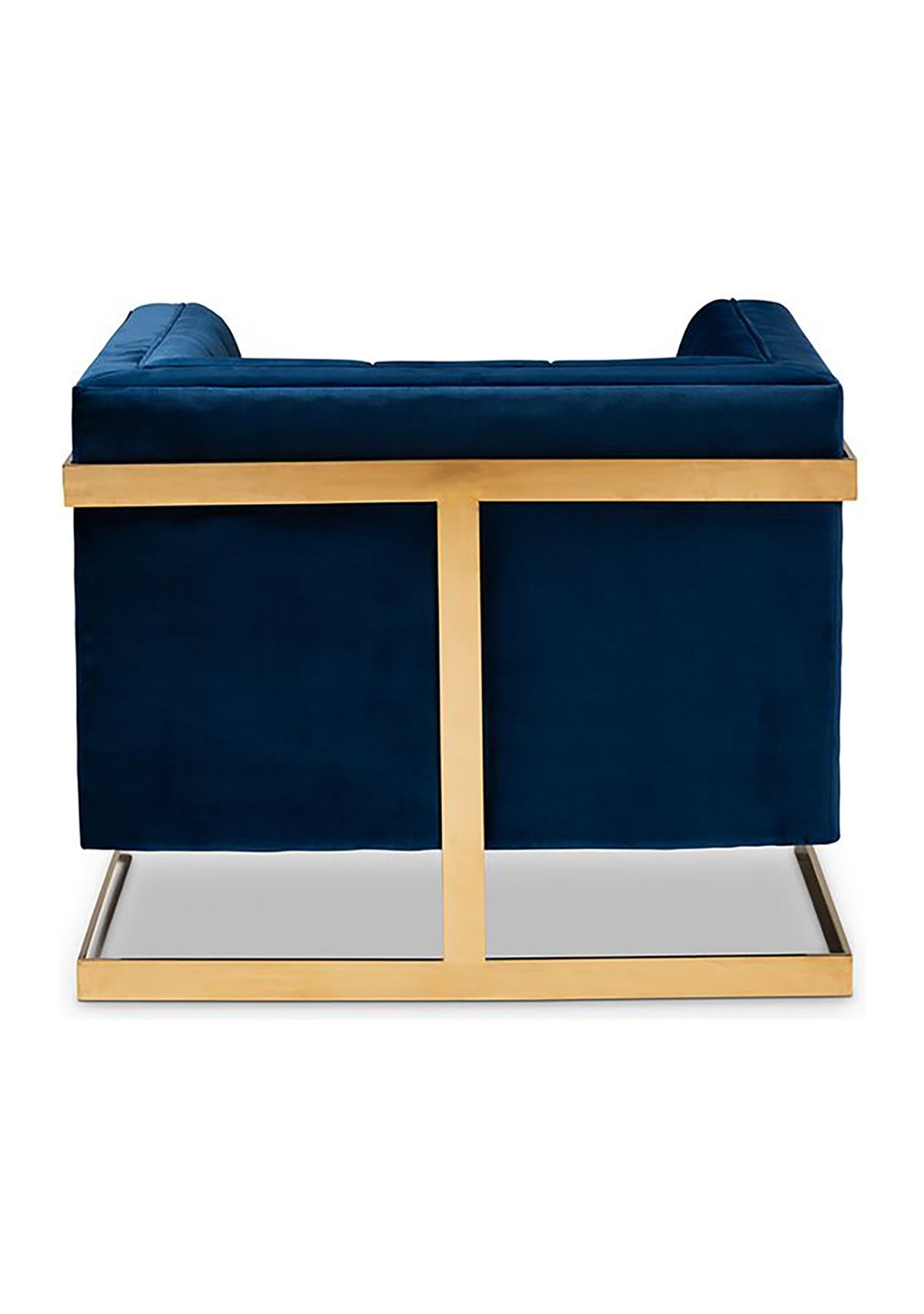 Ambra Glam and Luxe Royal Blue Velvet Fabric Upholstered and Button Tufted Armchair with Gold-Tone Frame