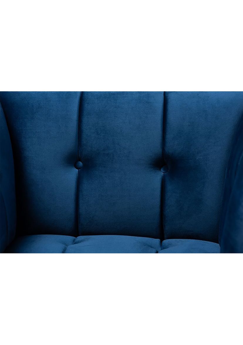 Ambra Glam and Luxe Royal Blue Velvet Fabric Upholstered and Button Tufted Armchair with Gold-Tone Frame