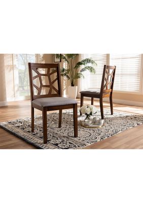 Abilene Mid-Century Grey Fabric Upholstered and Walnut Brown Finished Dining Chair