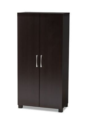 Marine Modern and Contemporary Wenge Dark Brown Finished 2-Door Wood Entryway Shoe Storage Cabinet