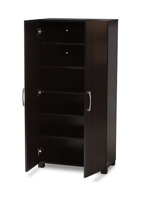 Marine Modern and Contemporary Wenge Dark Brown Finished 2-Door Wood Entryway Shoe Storage Cabinet