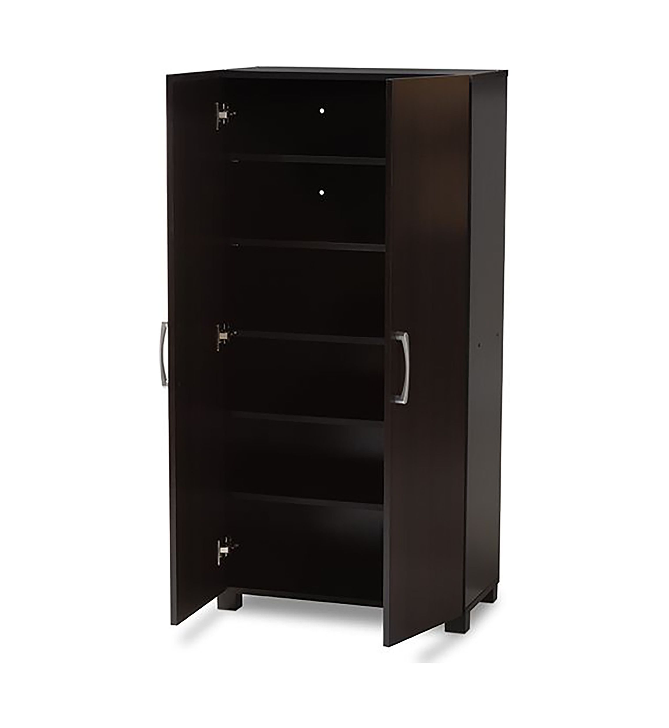 Marine Modern and Contemporary Wenge Dark Brown Finished 2-Door Wood Entryway Shoe Storage Cabinet