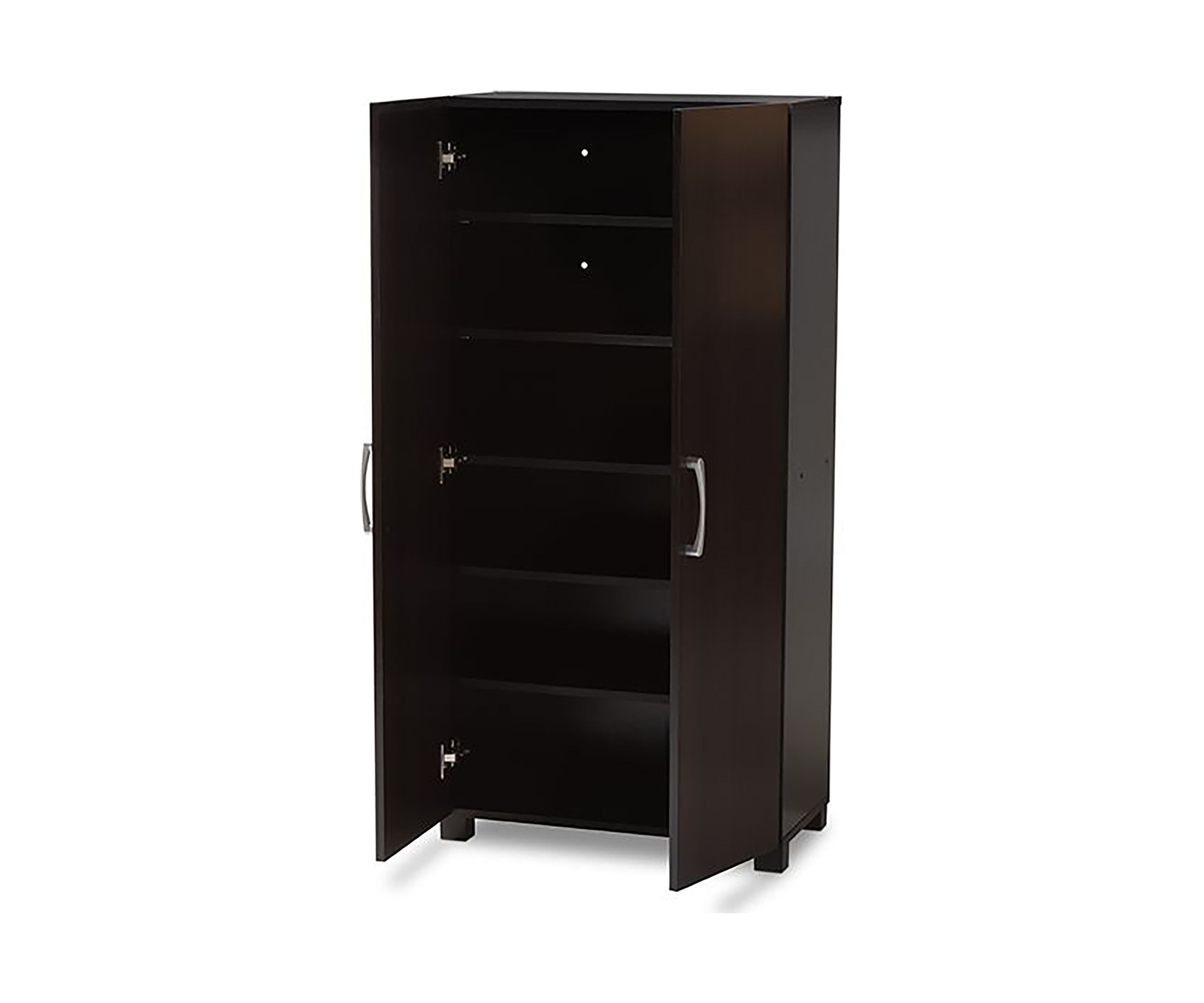 Marine Modern and Contemporary Wenge Dark Brown Finished 2-Door Wood Entryway Shoe Storage Cabinet