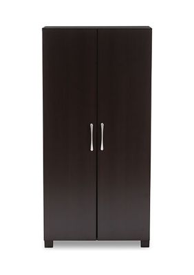 Marine Modern and Contemporary Wenge Dark Brown Finished 2-Door Wood Entryway Shoe Storage Cabinet