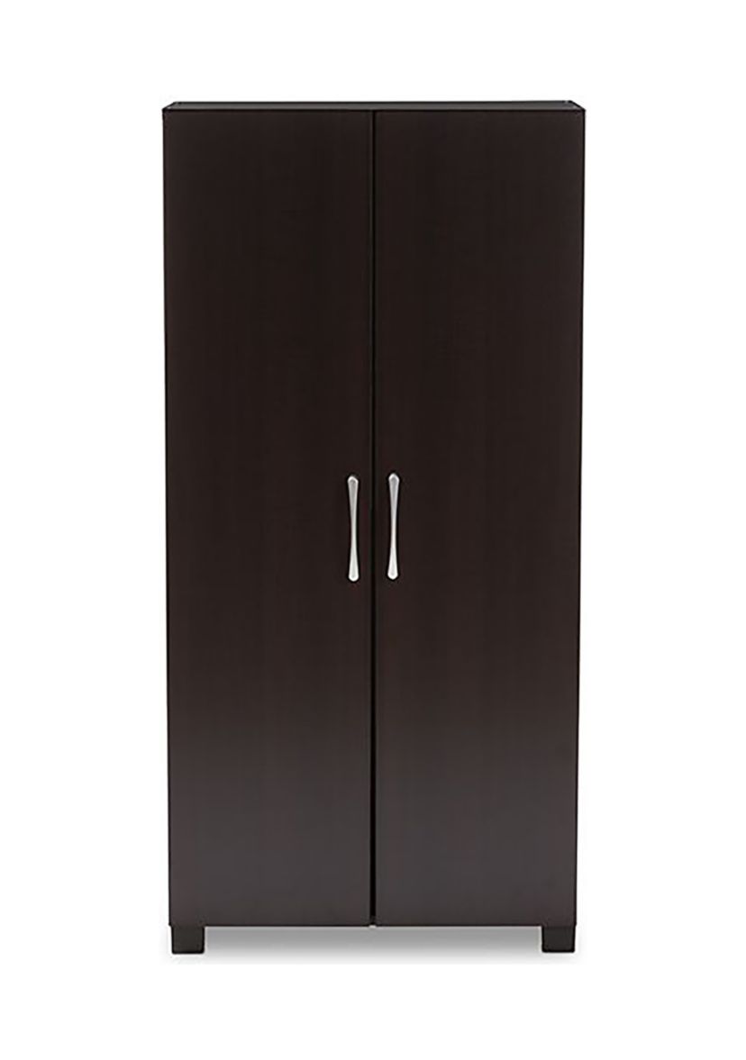 Marine Modern and Contemporary Wenge Dark Brown Finished 2-Door Wood Entryway Shoe Storage Cabinet