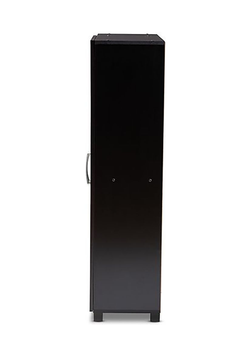 Marine Modern and Contemporary Wenge Dark Brown Finished 2-Door Wood Entryway Shoe Storage Cabinet with Open Shelves