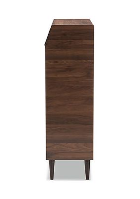 Cormier Mid-Century Modern Walnut Brown finished 2-Door Wood Entryway Shoe Storage Cabinet