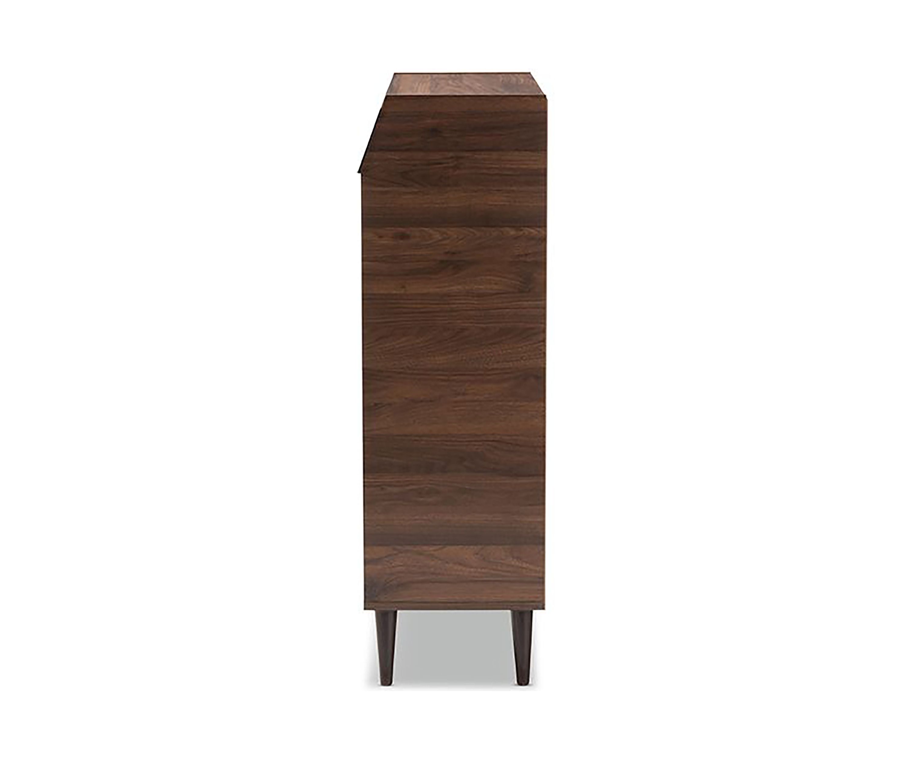 Cormier Mid-Century Modern Walnut Brown finished 2-Door Wood Entryway Shoe Storage Cabinet