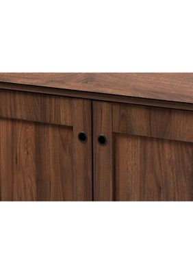 Cormier Mid-Century Modern Walnut Brown finished 2-Door Wood Entryway Shoe Storage Cabinet