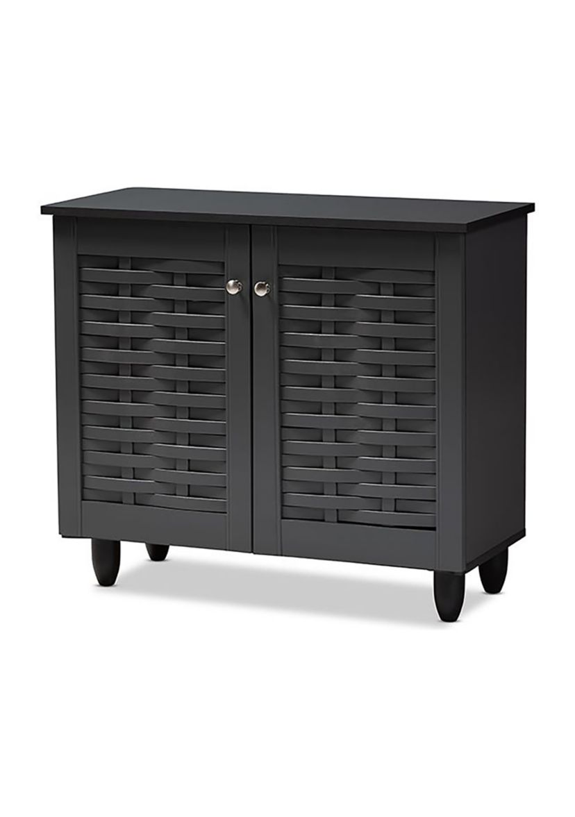 Winda Modern and Contemporary Dark Gray 2-Door Wooden Entryway Shoe Storage Cabinet