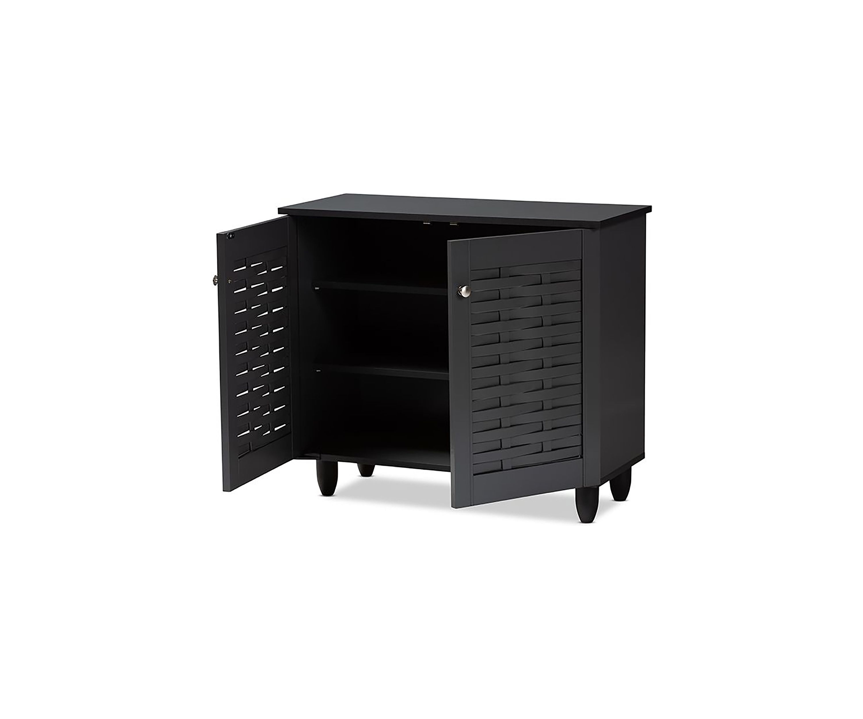 Winda Modern and Contemporary Dark Gray 2-Door Wooden Entryway Shoe Storage Cabinet