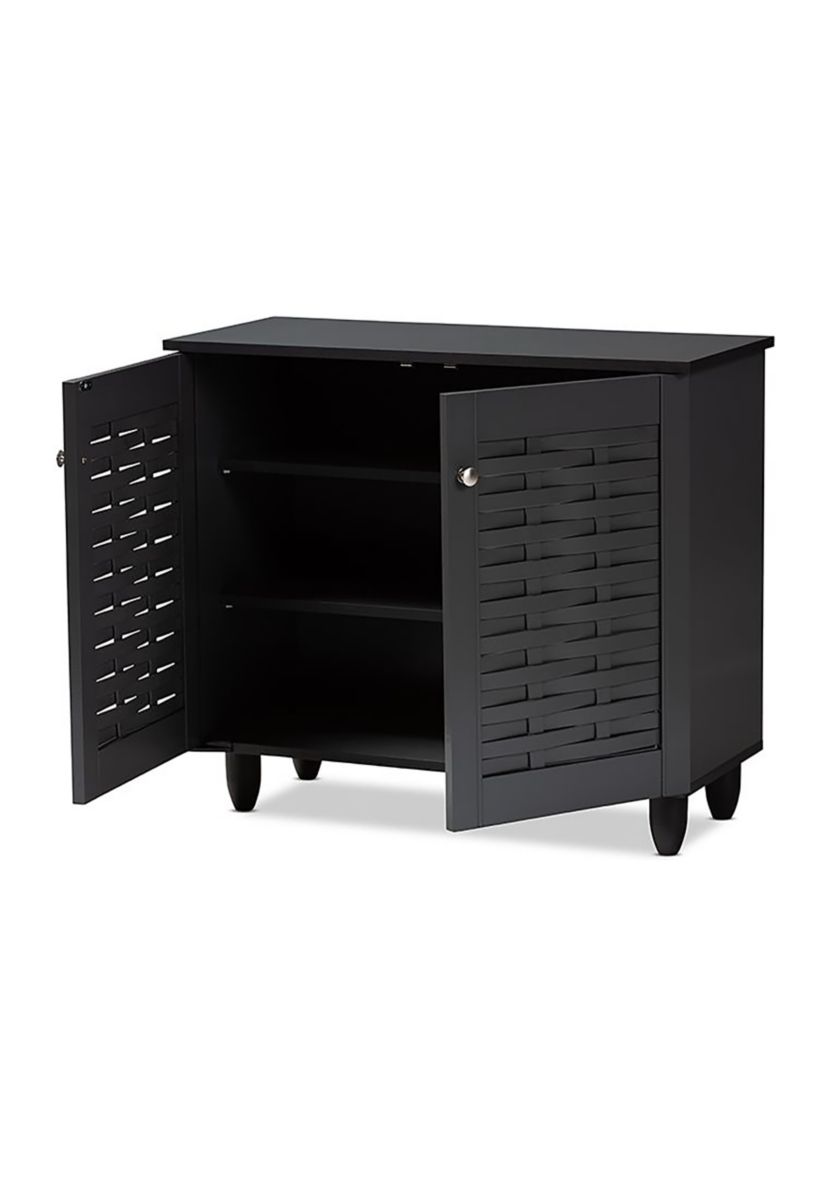 Winda Modern and Contemporary Dark Gray 2-Door Wooden Entryway Shoe Storage Cabinet
