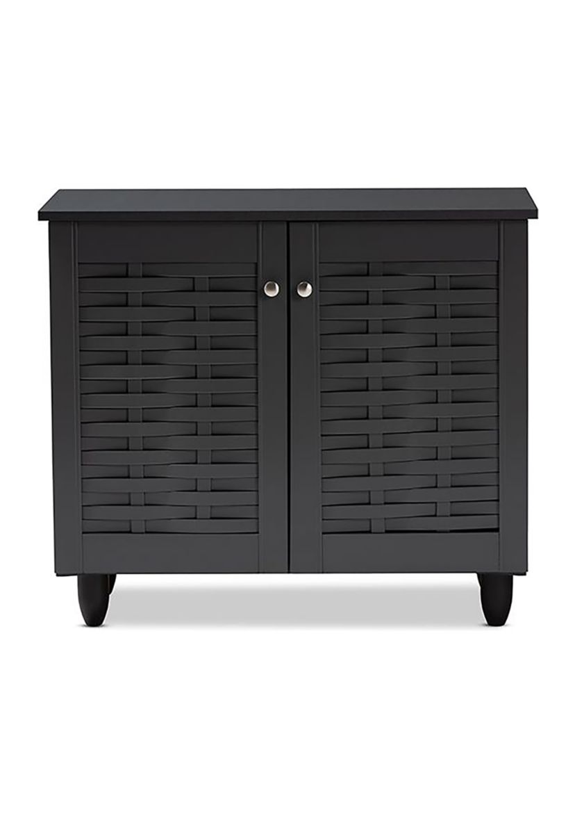 Winda Modern and Contemporary Dark Gray 2-Door Wooden Entryway Shoe Storage Cabinet