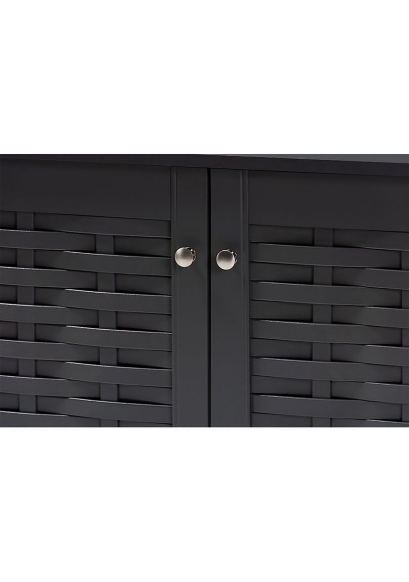 Winda Modern and Contemporary Dark Gray 2-Door Wooden Entryway Shoe Storage Cabinet