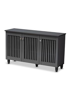 Fernanda Modern and Contemporary Dark Gray 3-Door Wooden Entryway Shoe Storage Wide Cabinet