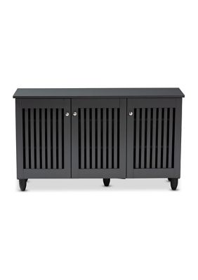 Fernanda Modern and Contemporary Dark Gray 3-Door Wooden Entryway Shoe Storage Wide Cabinet