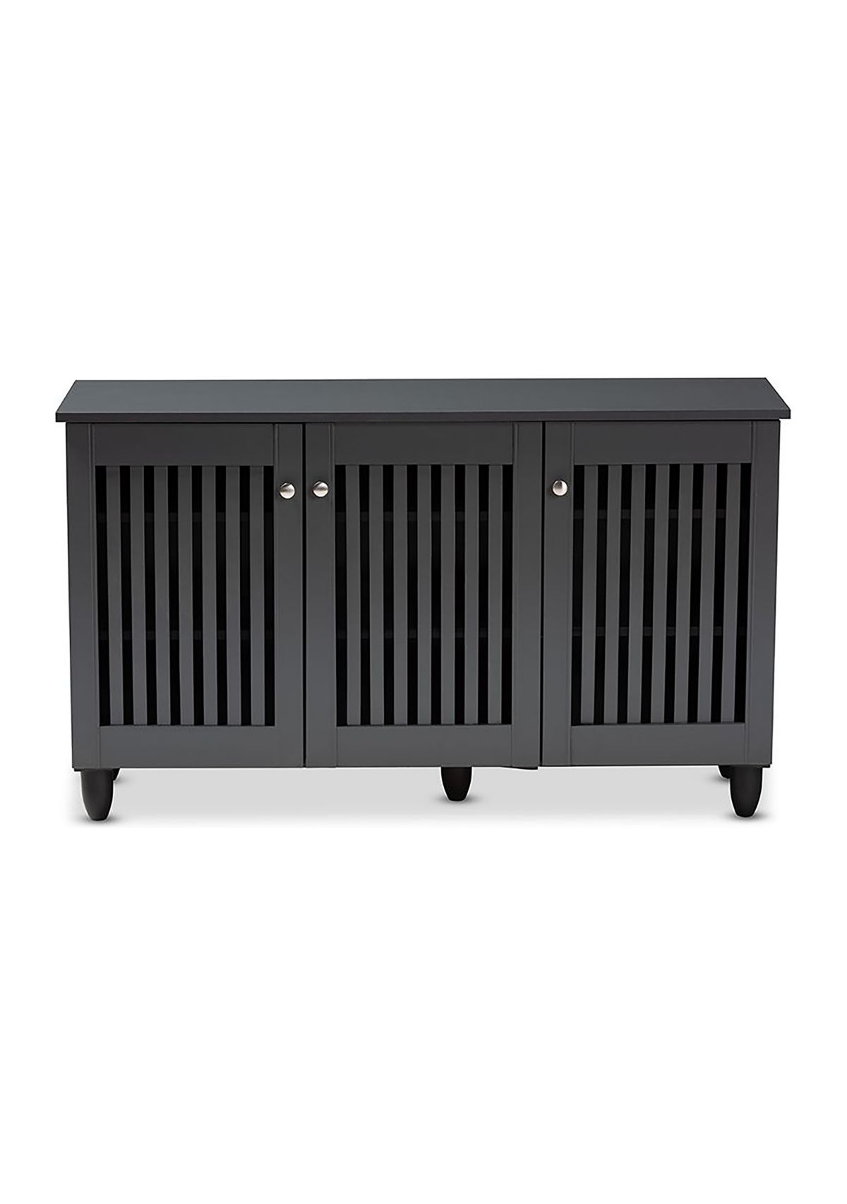 Fernanda Modern and Contemporary Dark Gray 3-Door Wooden Entryway Shoe Storage Wide Cabinet