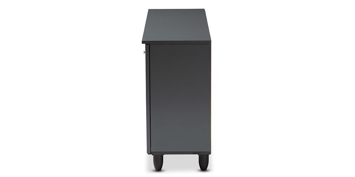 Fernanda Modern and Contemporary Dark Gray 3-Door Wooden Entryway Shoe Storage Wide Cabinet