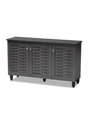 Winda Modern and Contemporary Dark Gray -Door Wooden Entryway Shoe Storage Cabinet