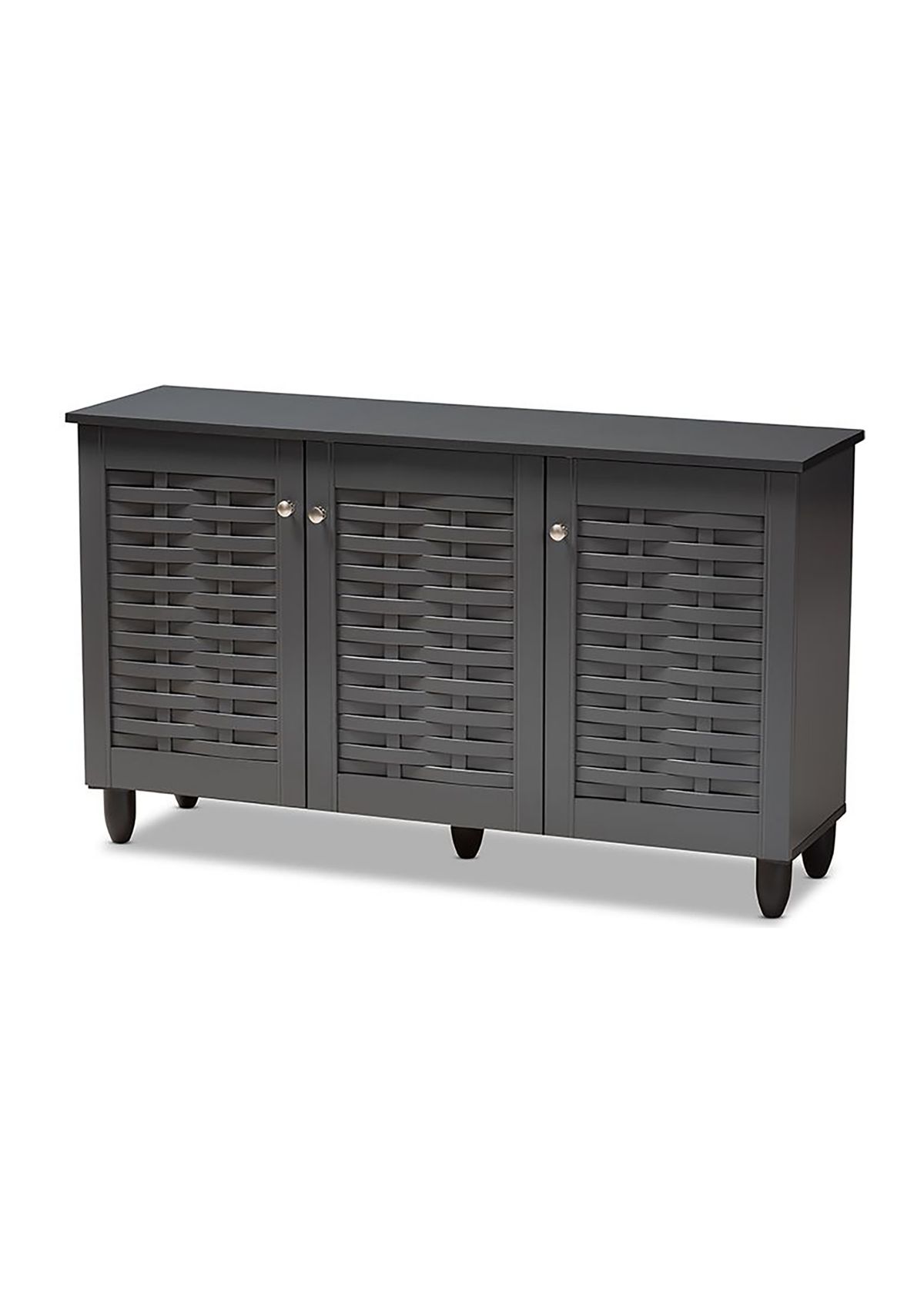 Winda Modern and Contemporary Dark Gray 3-Door Wooden Entryway Shoe Storage Cabinet