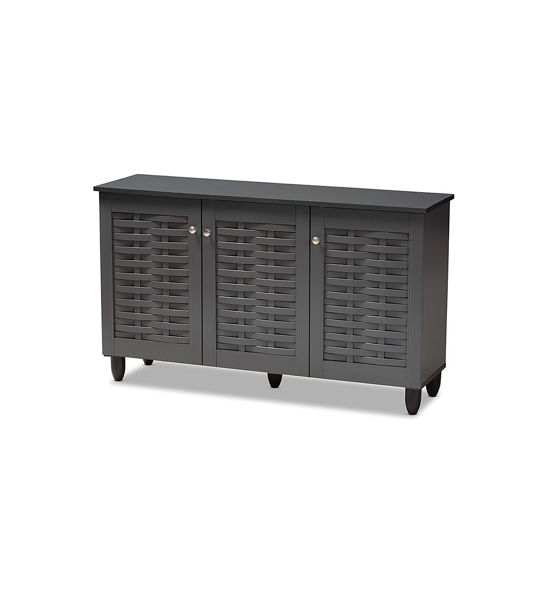 Winda Modern and Contemporary Dark Gray 3-Door Wooden Entryway Shoe Storage Cabinet