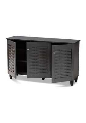 Winda Modern and Contemporary Dark Gray -Door Wooden Entryway Shoe Storage Cabinet