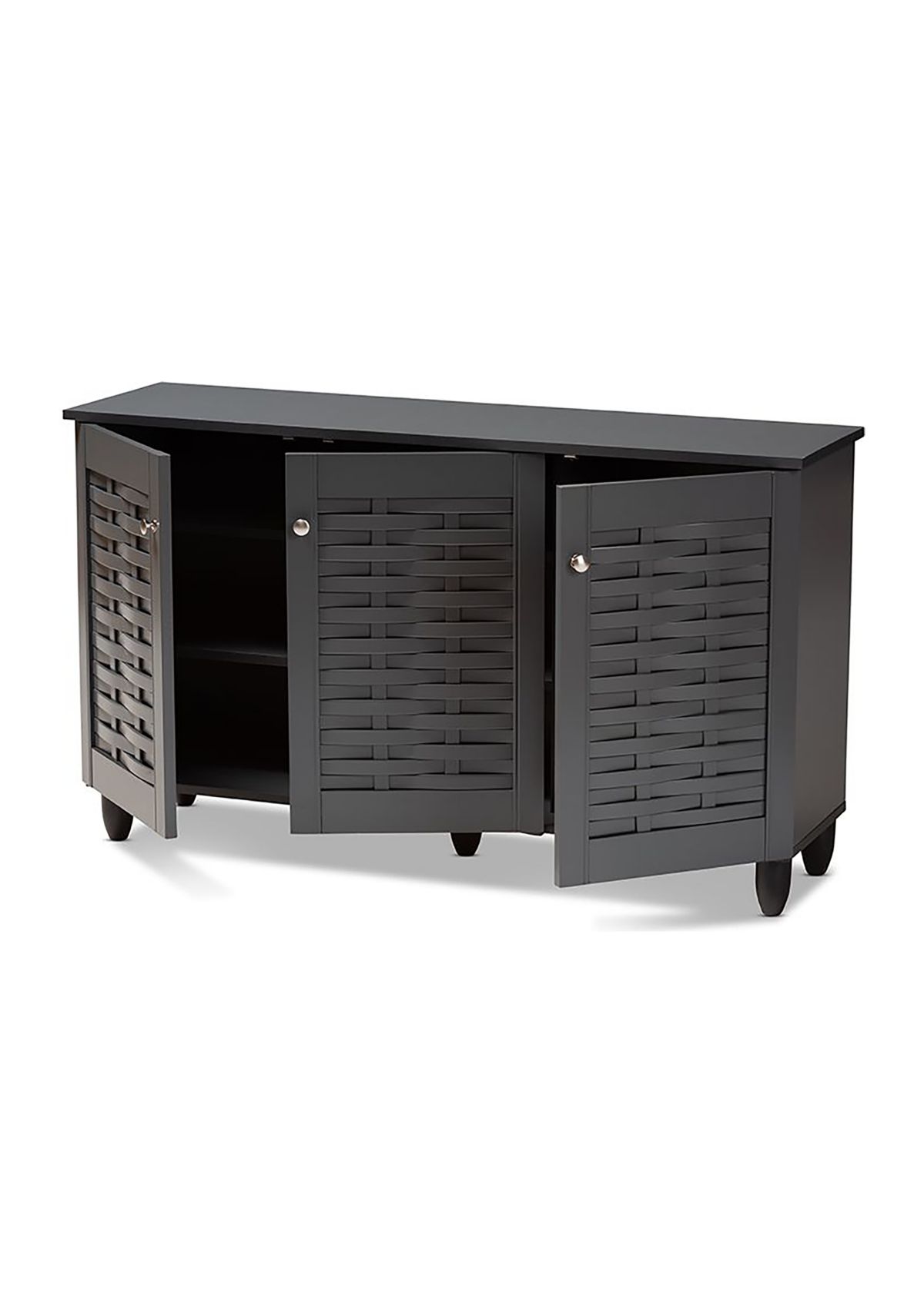Winda Modern and Contemporary Dark Gray 3-Door Wooden Entryway Shoe Storage Cabinet