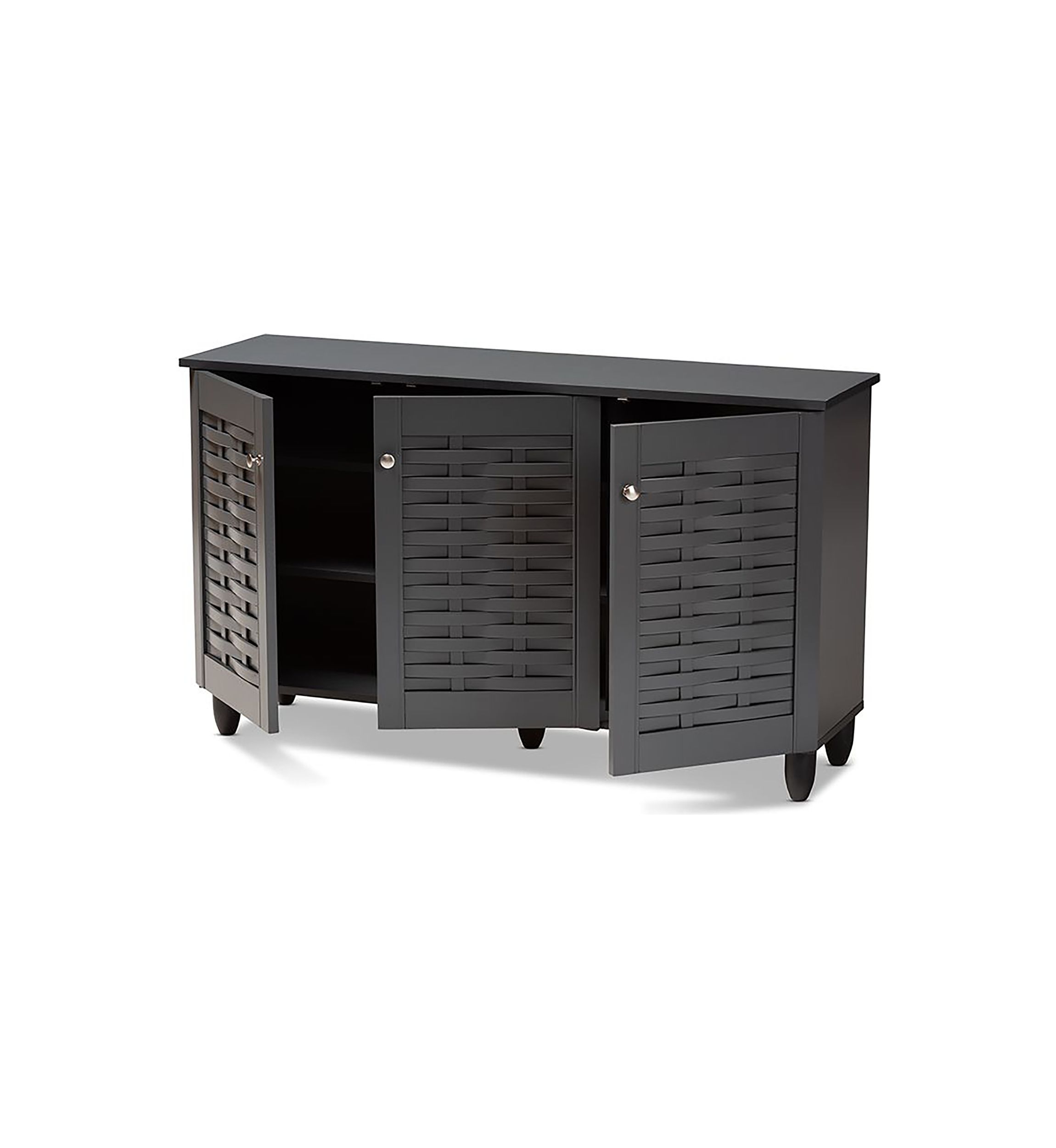 Winda Modern and Contemporary Dark Gray 3-Door Wooden Entryway Shoe Storage Cabinet