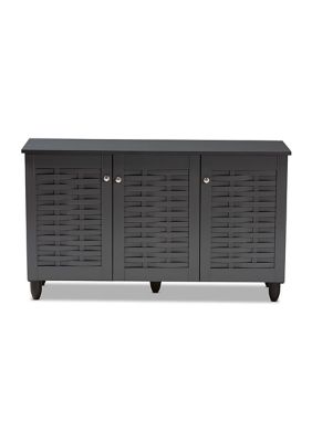 Winda Modern and Contemporary Dark Gray -Door Wooden Entryway Shoe Storage Cabinet