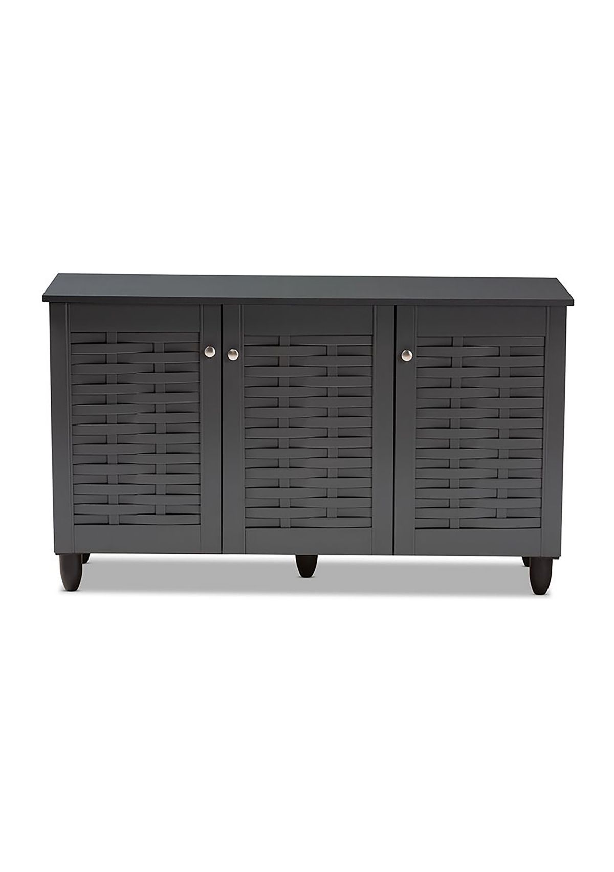 Winda Modern and Contemporary Dark Gray 3-Door Wooden Entryway Shoe Storage Cabinet