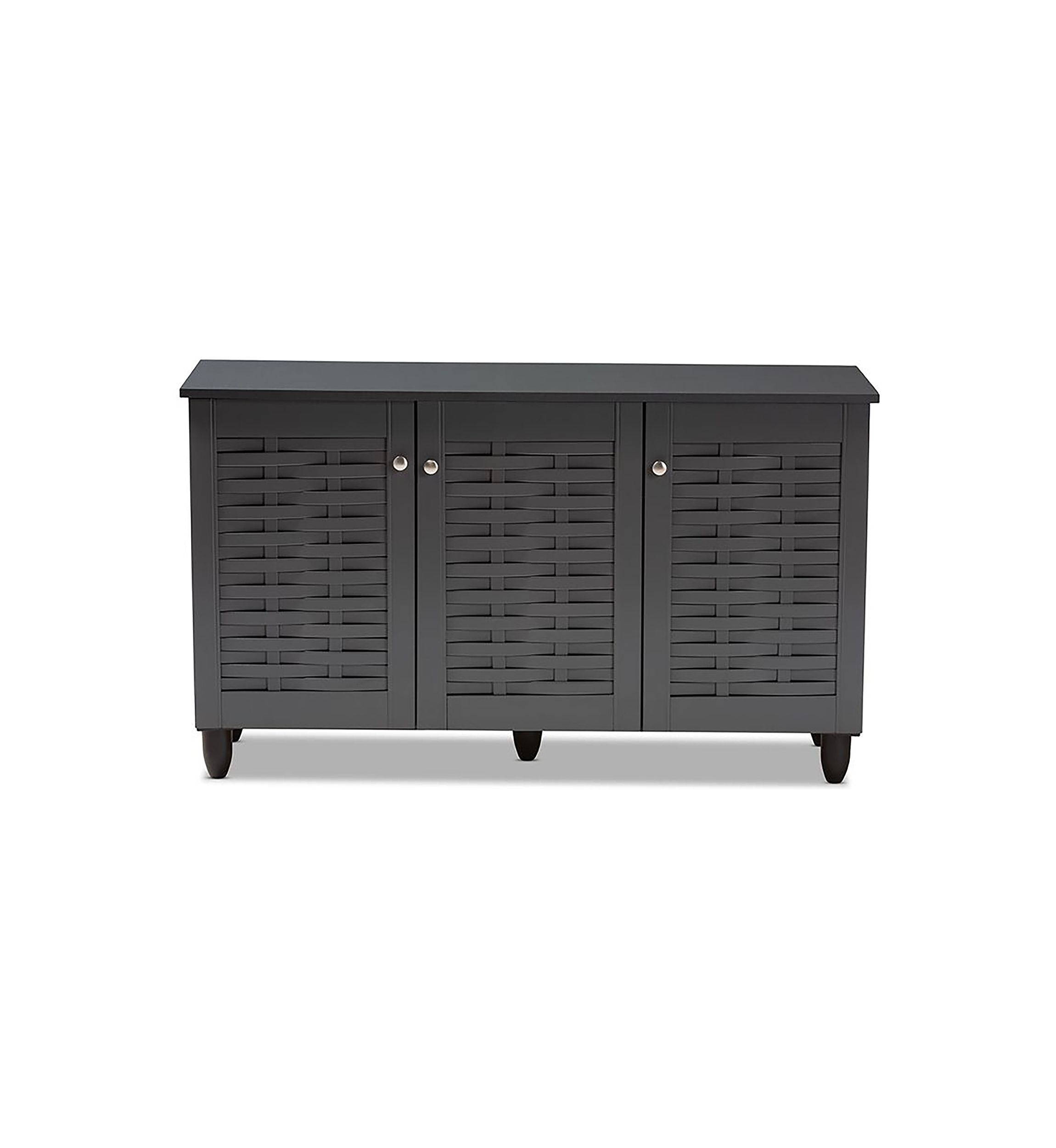 Winda Modern and Contemporary Dark Gray 3-Door Wooden Entryway Shoe Storage Cabinet