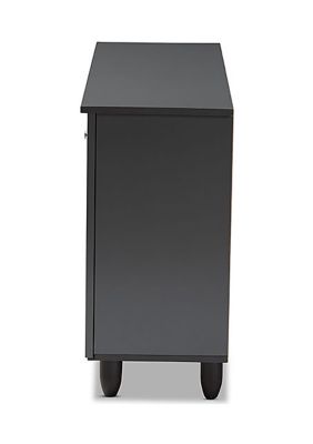 Winda Modern and Contemporary Dark Gray -Door Wooden Entryway Shoe Storage Cabinet