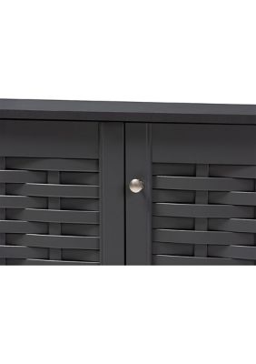 Winda Modern and Contemporary Dark Gray -Door Wooden Entryway Shoe Storage Cabinet